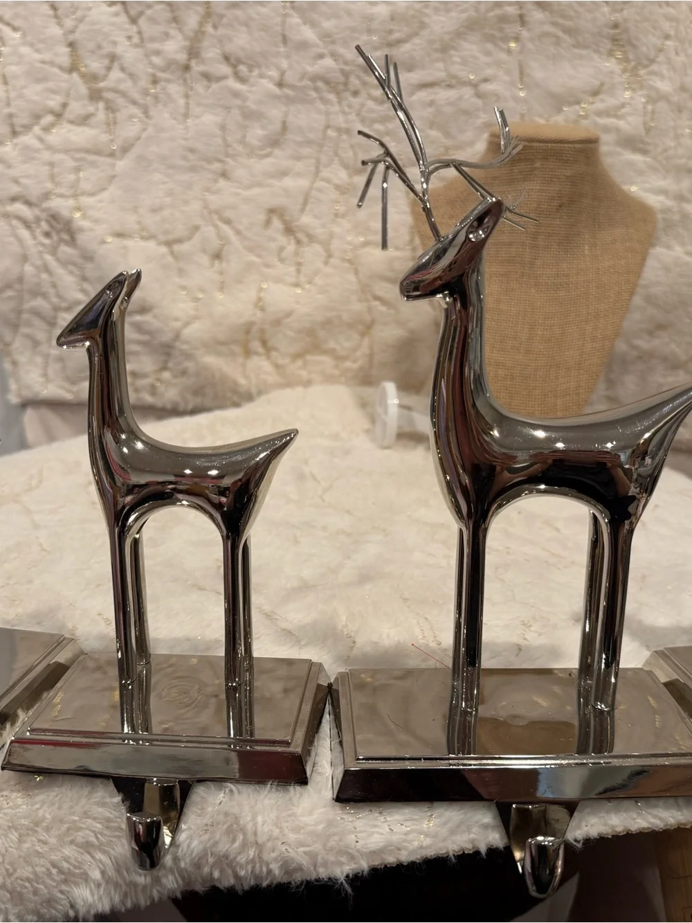 Silver Reindeer Decorative Wall Hook (Set of 2)
